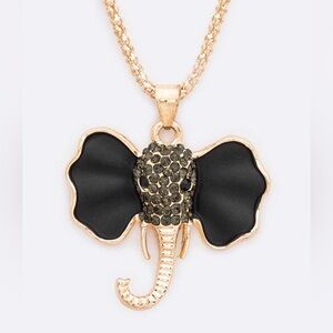 Rhinestone Elephant Pendant Statement Necklace